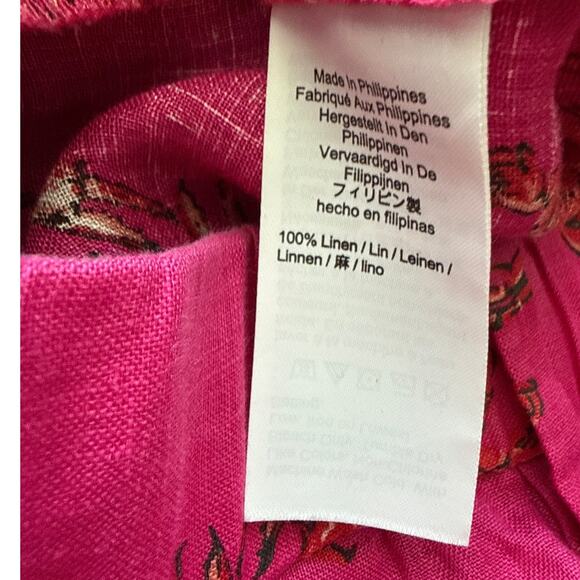 J. Crew Ratti King Crab Linen Wide Leg High Rise Pants Pink Size 8 - Picture 11 of 11